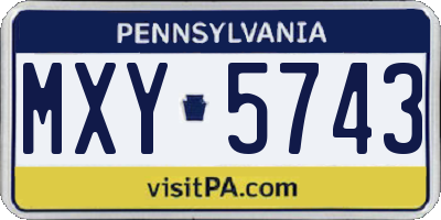 PA license plate MXY5743
