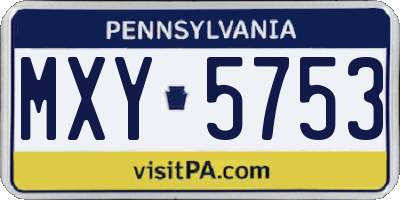 PA license plate MXY5753