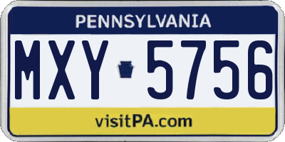 PA license plate MXY5756