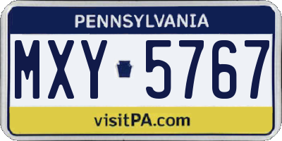 PA license plate MXY5767