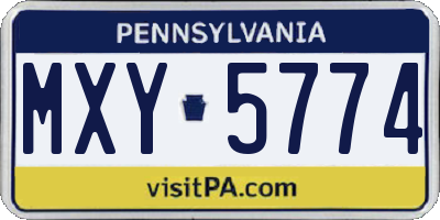 PA license plate MXY5774