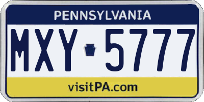 PA license plate MXY5777