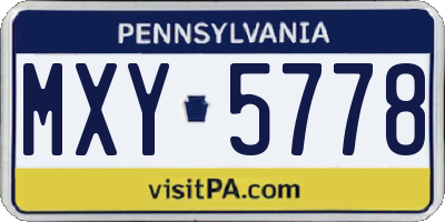 PA license plate MXY5778