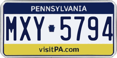 PA license plate MXY5794