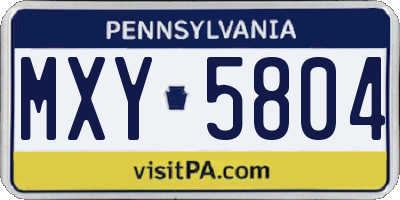 PA license plate MXY5804