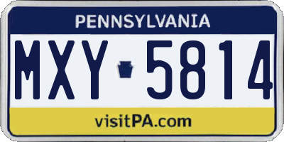 PA license plate MXY5814