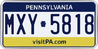PA license plate MXY5818