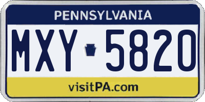 PA license plate MXY5820