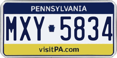 PA license plate MXY5834
