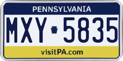 PA license plate MXY5835