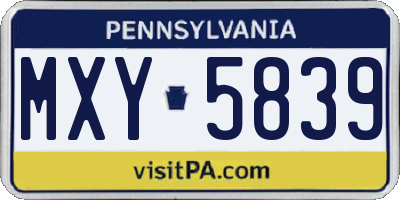 PA license plate MXY5839