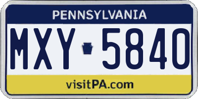 PA license plate MXY5840