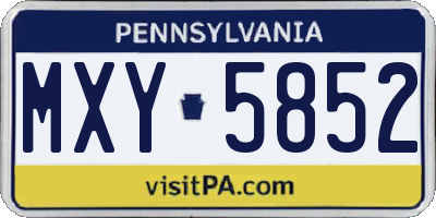 PA license plate MXY5852