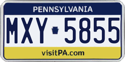 PA license plate MXY5855