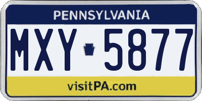 PA license plate MXY5877