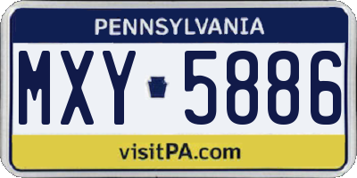 PA license plate MXY5886