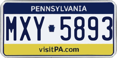 PA license plate MXY5893