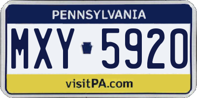 PA license plate MXY5920
