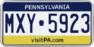 PA license plate MXY5923