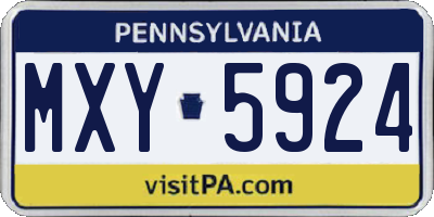 PA license plate MXY5924