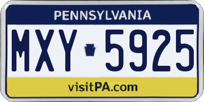 PA license plate MXY5925