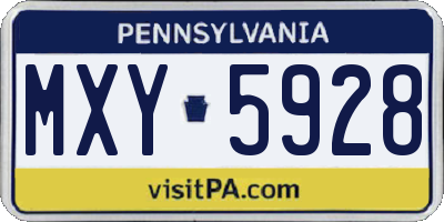 PA license plate MXY5928