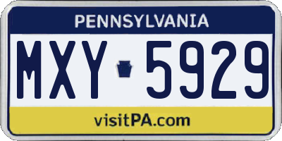 PA license plate MXY5929