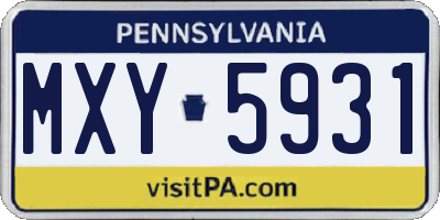 PA license plate MXY5931