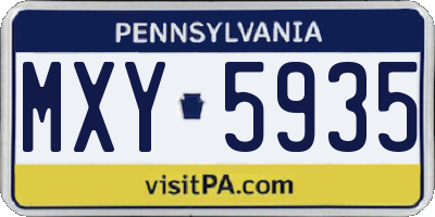 PA license plate MXY5935