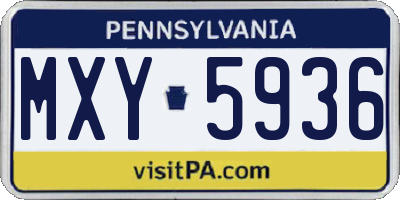 PA license plate MXY5936