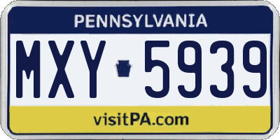 PA license plate MXY5939