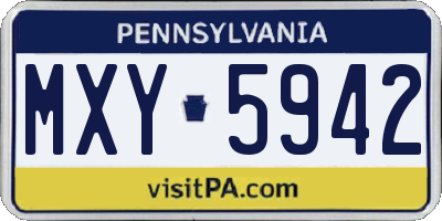 PA license plate MXY5942