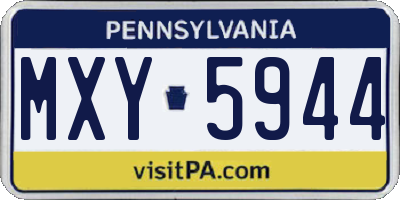 PA license plate MXY5944