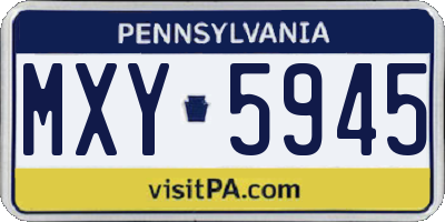 PA license plate MXY5945
