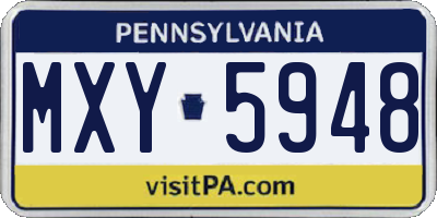 PA license plate MXY5948