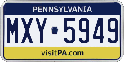 PA license plate MXY5949