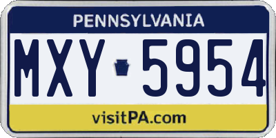 PA license plate MXY5954