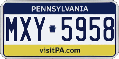 PA license plate MXY5958