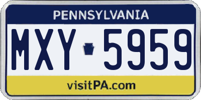PA license plate MXY5959