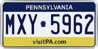 PA license plate MXY5962