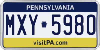 PA license plate MXY5980