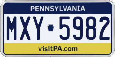 PA license plate MXY5982