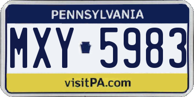 PA license plate MXY5983