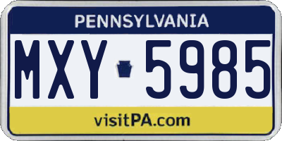 PA license plate MXY5985