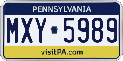 PA license plate MXY5989