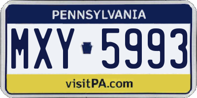 PA license plate MXY5993
