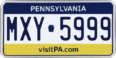 PA license plate MXY5999