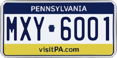 PA license plate MXY6001