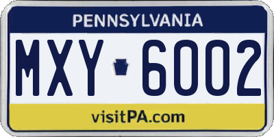 PA license plate MXY6002