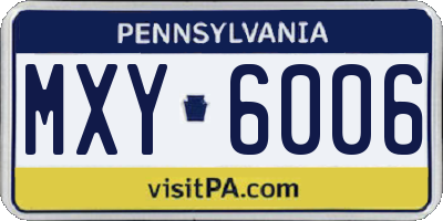 PA license plate MXY6006